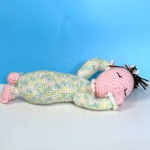 Handmade Adorable Laying‎ Sleeping Baby Stuffed Toy Knit Crochet 13" Doll